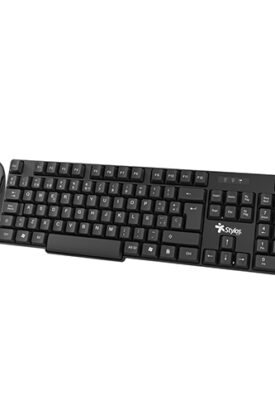 Combo Inalambrico 2 en 1 Teclado 100% Membrana  105 teclas Conexion USB Nano 2.4Ghz + Mouse  1,000 Dpi 3 Botones Conexion USB Nano 2.4Ghz Negro